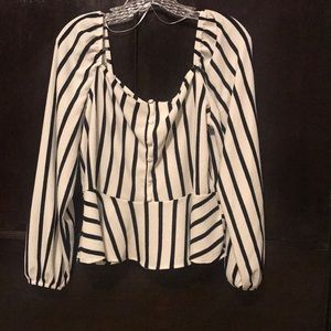 H&M black and white peplum top